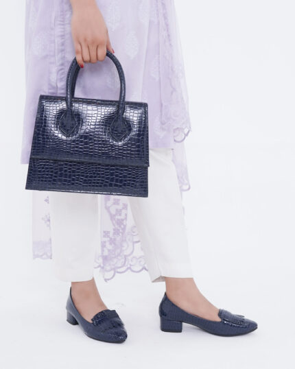 Classic Korean Luxe Set – Metallic Blue Elegance, Redefined